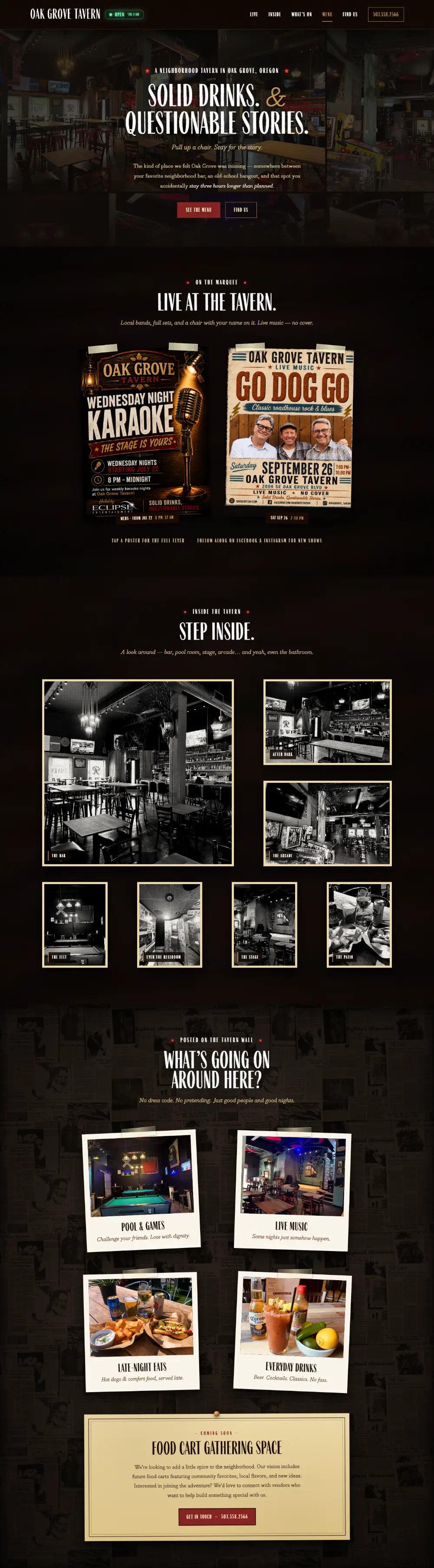 The Oak Grove Tavern website, one of the sites I built